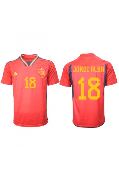 Spanje Jordi Alba #18 Voetbaltruitje Thuis tenue WK 2022 Korte Mouw